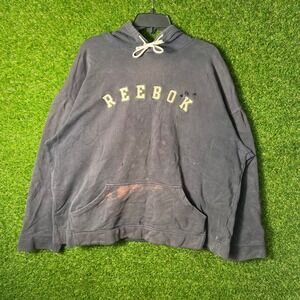 Reebok Vintage Hoodie Sweatshirt Adult XL Blue Pullover Hooded Athletic